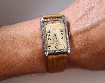 Antique Hermes Tank Watch. Art Deco Genuine Hermes Manual