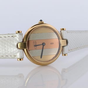 Cartier Watch Must De Cartier Vendome Round Argent Vermeil Trinity Tricolor Face