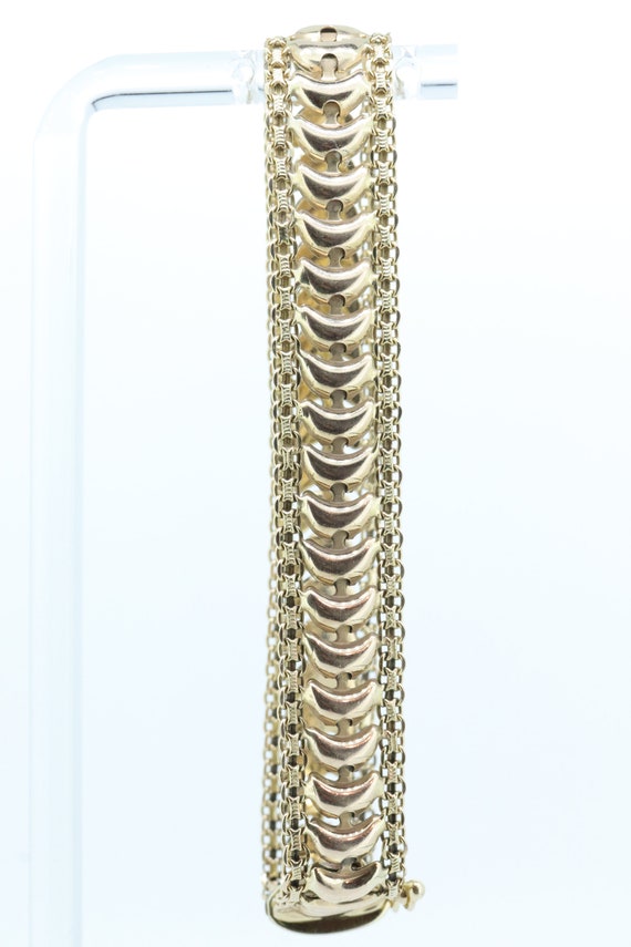 14k Wide Textured Bismark Bracelet. Italian Made … - image 5