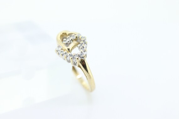 10k Double Heart Ring. 10k Open Interlocking diam… - image 4