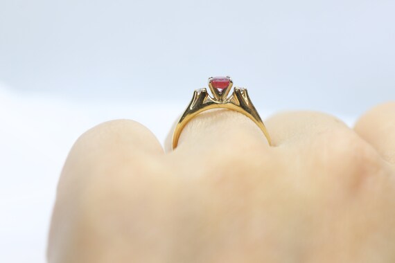 Natural Ruby Diamond Ring. 14k Ruby Solitaire eng… - image 3