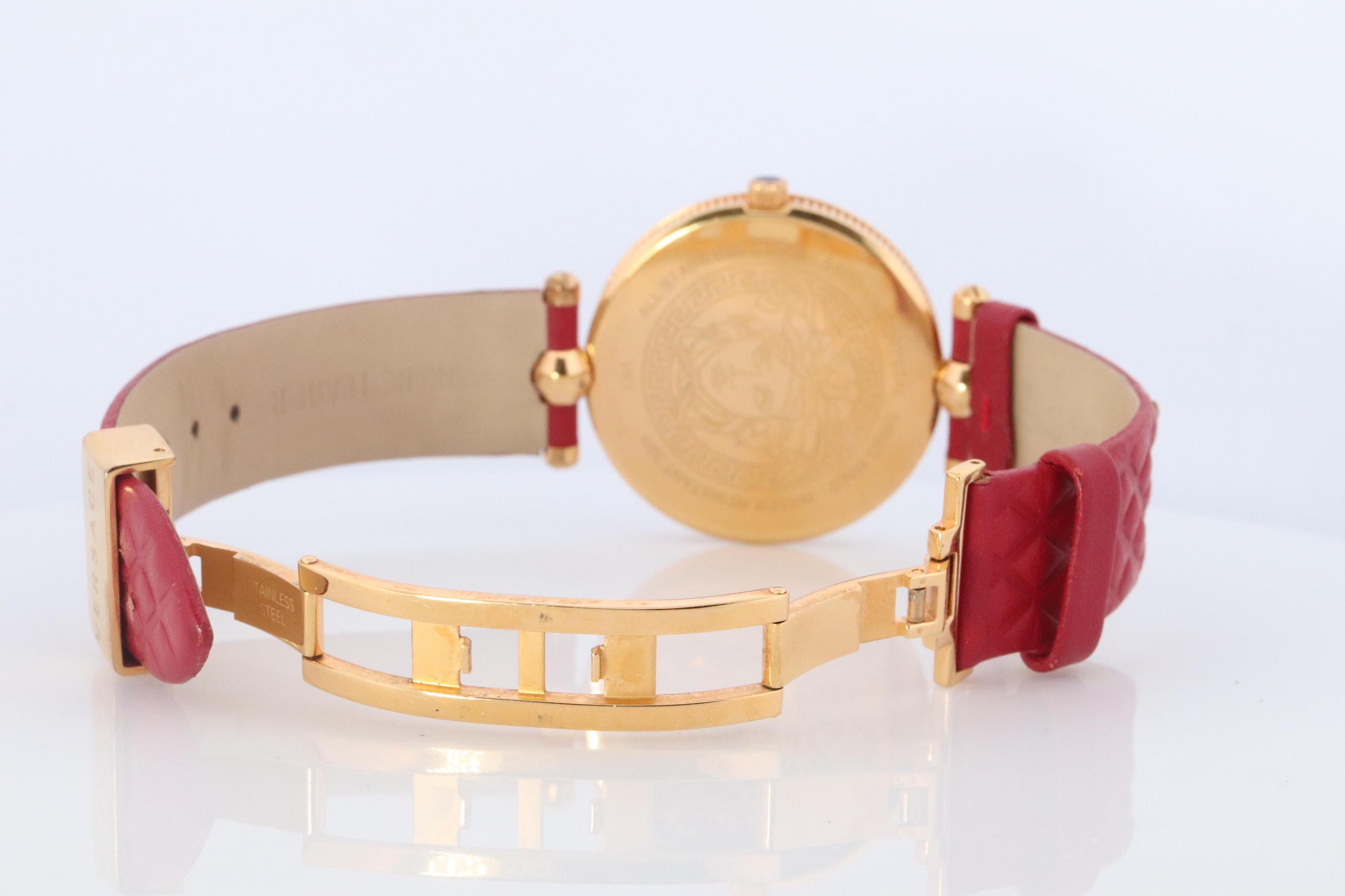 Versace Vanitas VK7 Red Rose Gold Plated Women\'s Quartz Watch Sapphire Crystal Genuine Versace Watch. Versace Vanitas Xl Red Enamel Dial  main image 2