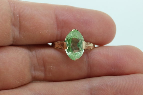 10k LIME Green Spinel ring. Vintage Retro Large O… - image 3