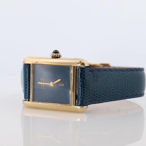 Must De Cartier Tank Blue Mystery Dial. Vermeil Argent 925 Small Windup Watch