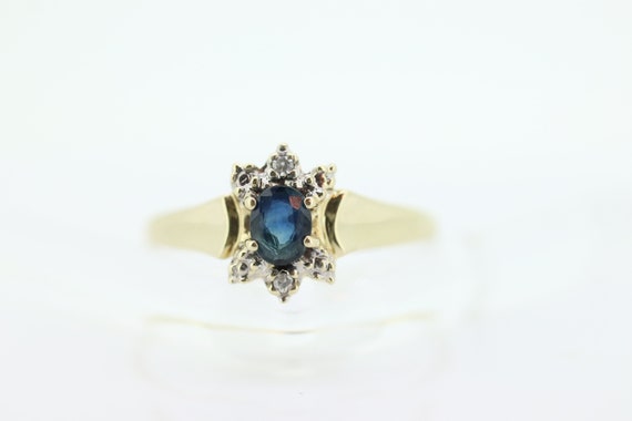 10k Blue Sapphire and Diamond Halo ring. 10k Oval… - image 1