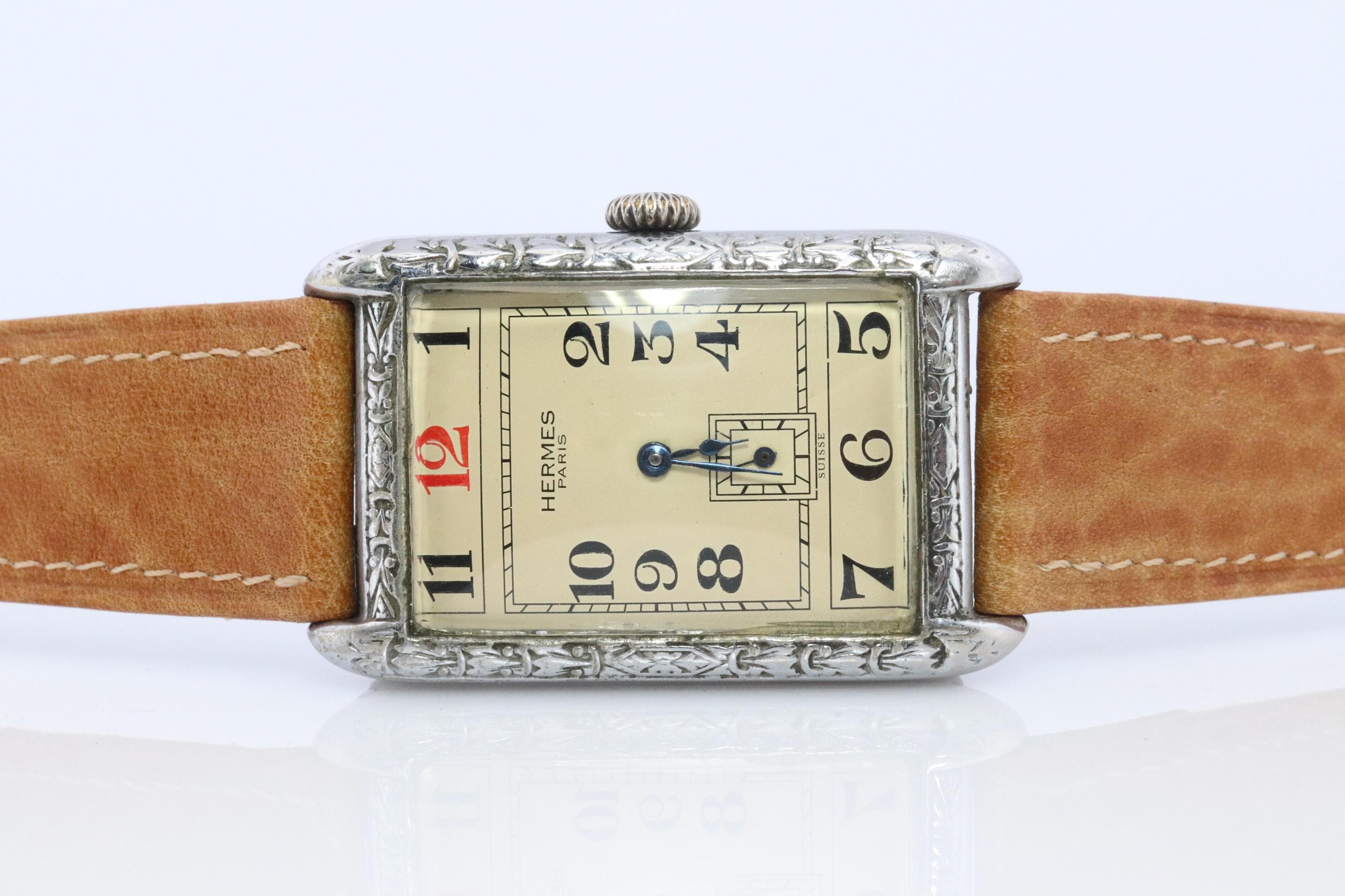 Antique Hermes Tank Watch. Art Deco Genuine Hermes Manual