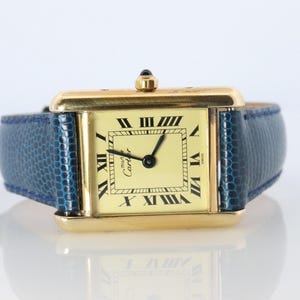 Vintage Must De Cartier Tank 366001 Dial Watch Vermeil Argent Small Tank