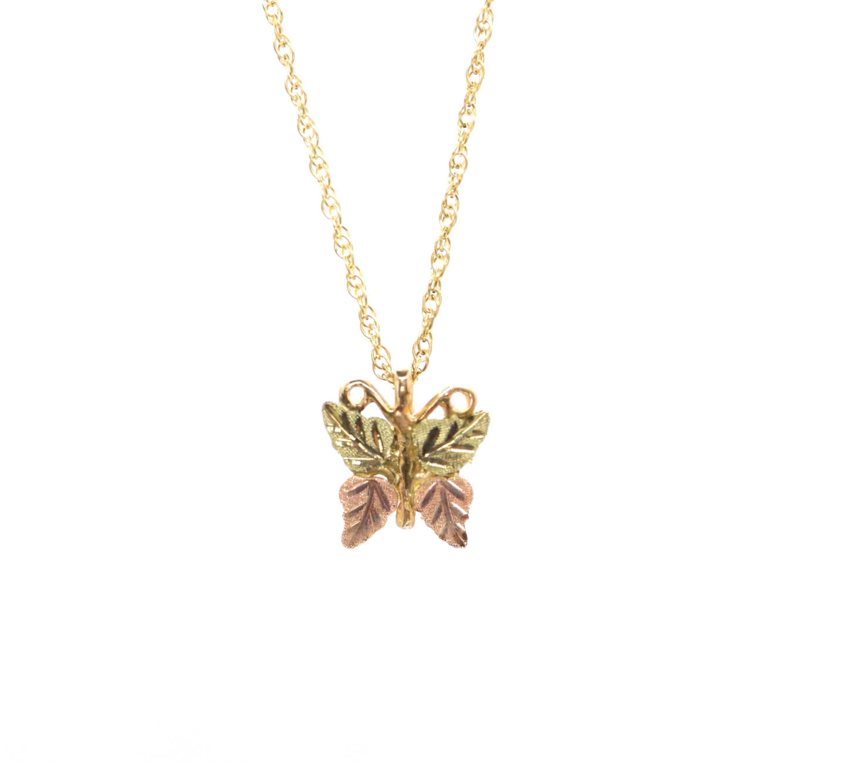Black Hills Gold Butterfly Necklace. 10k multi tone Black | Etsy