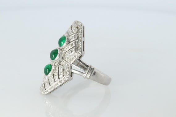 Emerald Shield Ring. Platinum Shield Ring Emerald… - image 5
