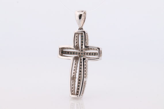 10k Gold Cross Crucifix with Diamonds. 10k Blue D… - image 4
