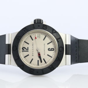 Bulgari Watch. Bulgari Al 29 a Aluminum Watch. Rubber Bvlgari Quartz Wristwatch.