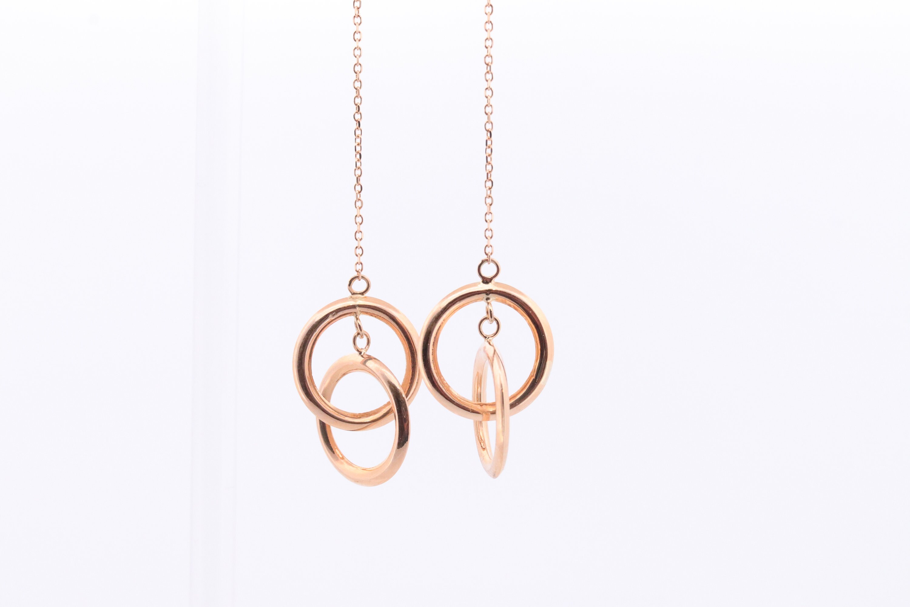 Joined Earring 14k Gold Rope Threader Cable Earrings. Joined Circle Jacmel Threader ...