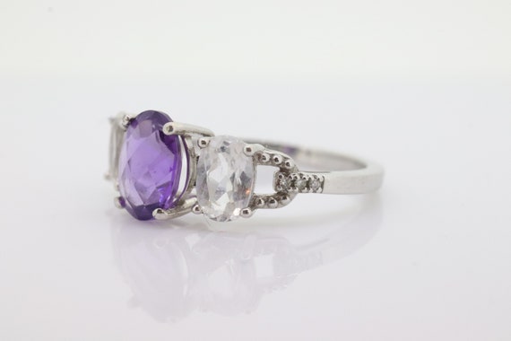 Multi-Color Gem Ring. 10k Trilogy ring. Amethyst … - image 2