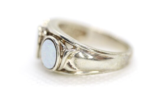 Synthetic Opal Sterling Silver Statement Ring - image 2