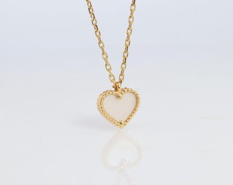 Van Cleef Arpels Sweet Heart Alhambra Necklace Genuine Vca 18k Shell Pendant