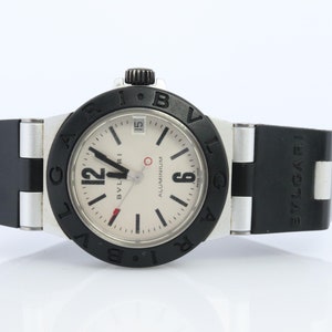 Bulgari Watch. Bulgari Al 32 Ta Aluminum Watch. Rubber Bvlgari Quartz Wristwatch