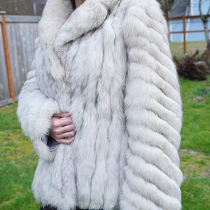 Women's Ranch Saga Mink Fur Cape with White Shadow Fox Fur Trim