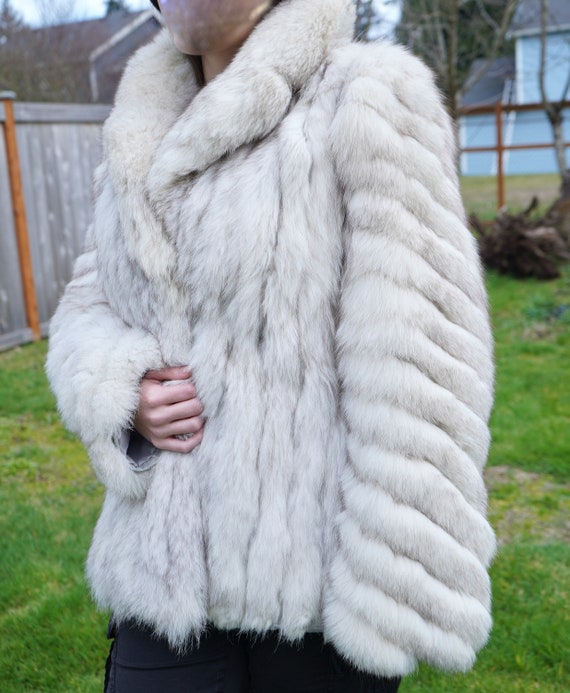 Saga Furs BLUE ARCTIC Natural FOX Fur Coat Jacket - Etsy