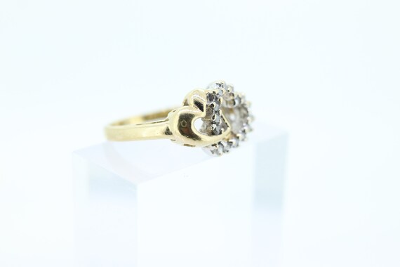 10k Double Heart Ring. 10k Open Interlocking diam… - image 7