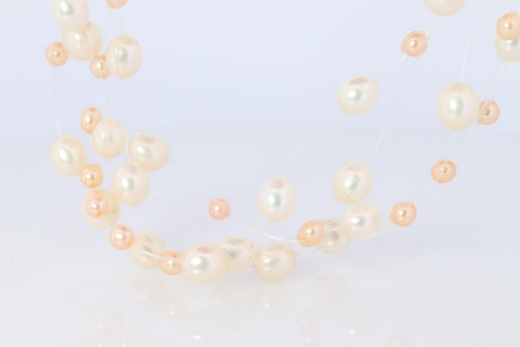 Tasaki Necklace. 18k Tasaki Invisible Pearl Multi Strand Necklace