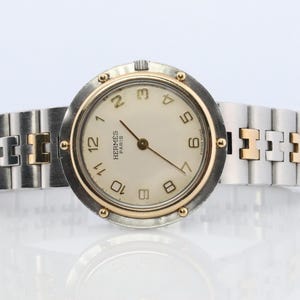 Genuine Hermes Olympia Ss 30mm Round Quartz Wrist Watch