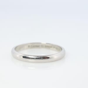 Cartier Platinum Ring. Cartier Wedding Band 1895 2.5mm Band. Certificate