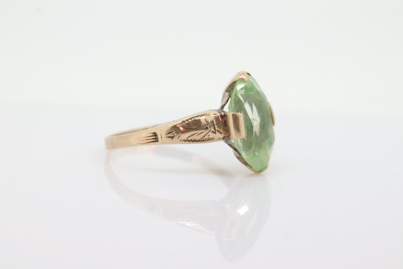 10k LIME Green Spinel ring. Vintage Retro Large O… - image 6