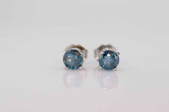 Blue diamond sale solitaire earrings