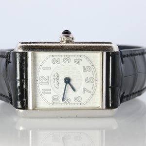 Vintage Must De Cartier Tank Watch. 925 Vermeil Argent 2416 Arabic Dial Tank