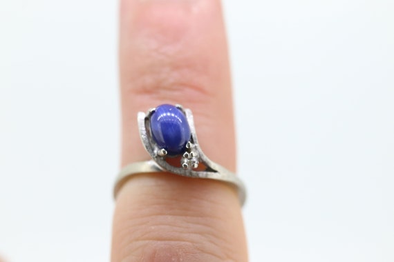 Linde Blue STAR Sapphire Diamond Solitaire  ring.… - image 2