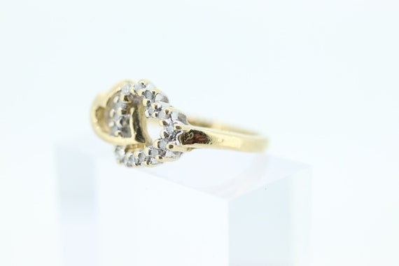 10k Double Heart Ring. 10k Open Interlocking diam… - image 8