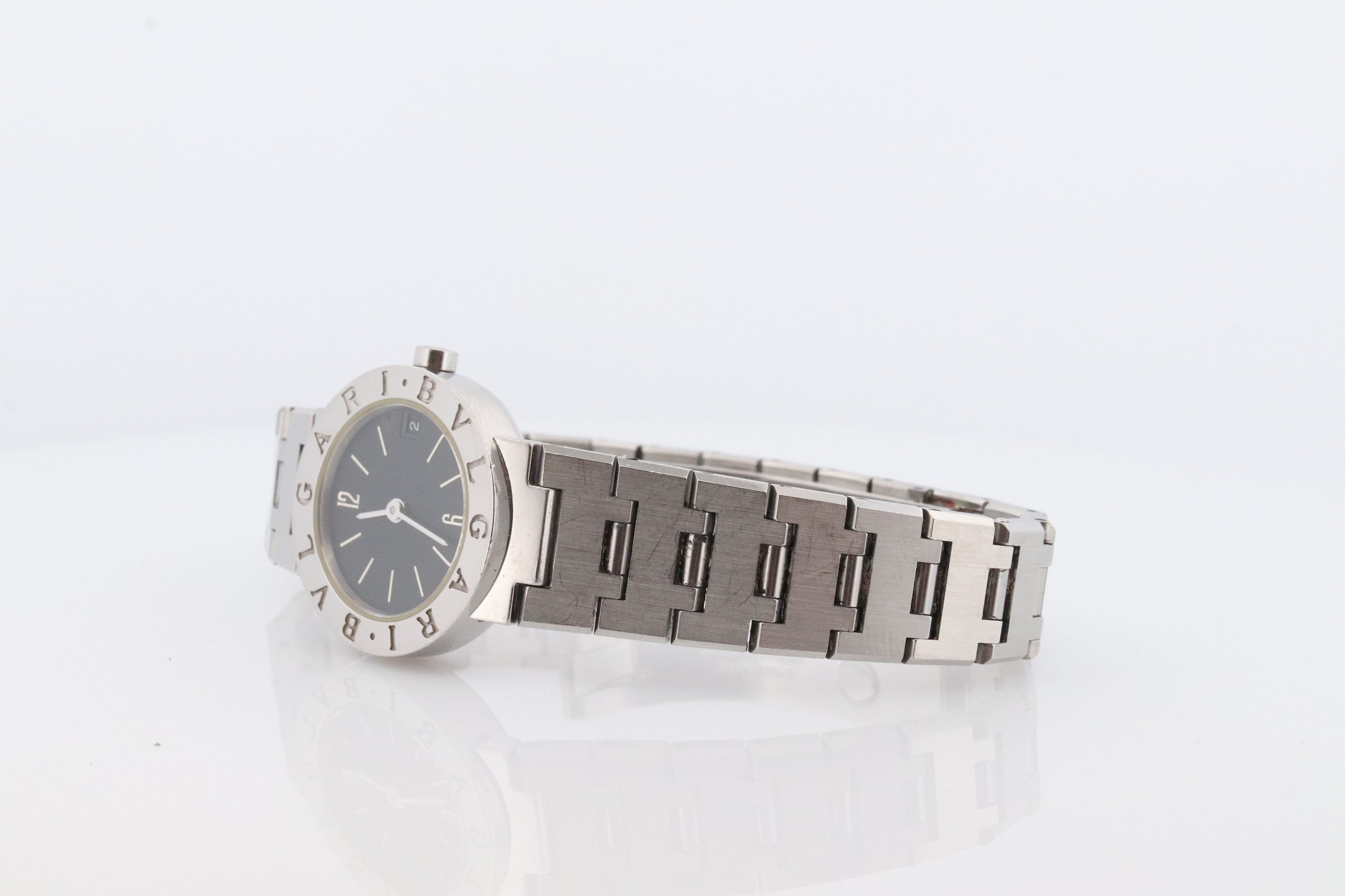 Reloj BVLGARI antiguo. Reloj Bulgari BB 23 SS de cuarzo de acero inoxidable. Reloj de lujo para mujer. Esfera negra. Etsy Mexico