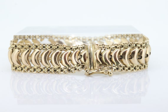 14k Wide Textured Bismark Bracelet. Italian Made … - image 3