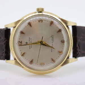 HAMILTON THIN o MATIC Watch. 14k Yellow Gold Round Hamilton wristwatch. Hamilton 956167 Mens watch.
