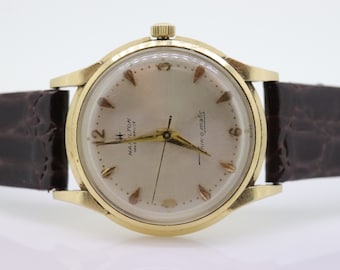 HAMILTON THIN o MATIC Watch. 14k Yellow Gold Round Hamilton wristwatch. Hamilton 956167 Mens watch.