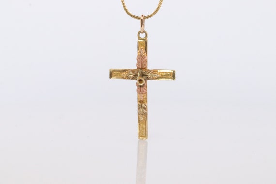 Black Hills Gold Cross Necklace. 10k multi tone B… - image 5