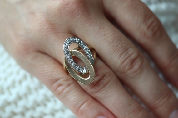 Interlocking Circles Ring. 14k Diamond Encrusted … - image 2