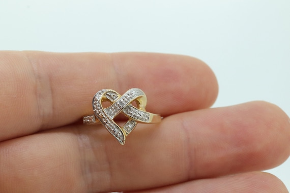 10k Open Heart Ring. 10k Open Interlocking hearts… - image 2