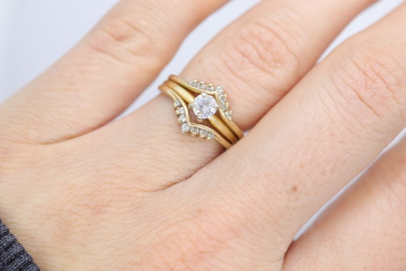 Diamond Solitaire Ring with Jacket. 14k Diamond E… - image 1