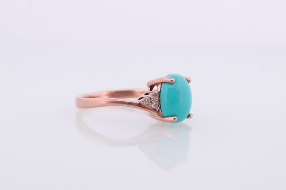 10k Large Turquoise Cabochon and Diamond Ring. 14… - image 8