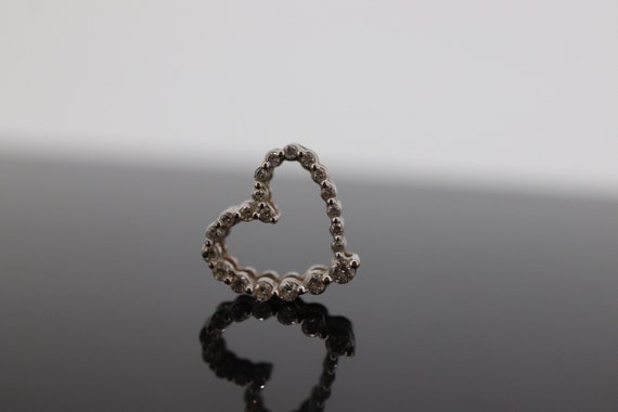 I Love Hockey Diamond Pendant - 10k White Gold Open Heart Necklace For Hockey Fans