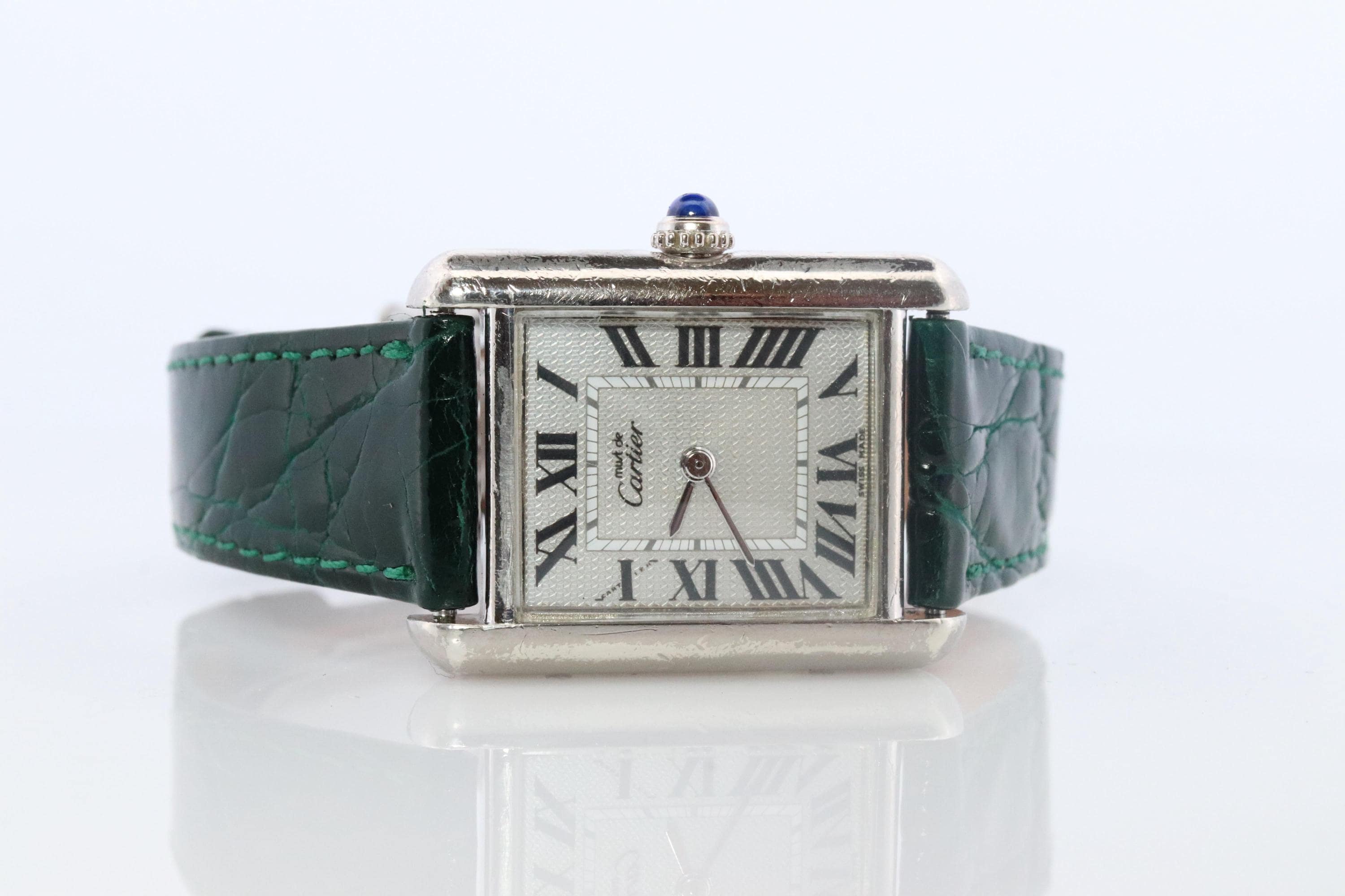 ウェンズデー　 Cartier tank must　金属ベルト　未使用品 Vintage Must De Cartier Tank Watch. 925 Vermeil Argent 2416