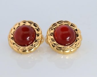 Chanel Gripoix Earrings. Genuine  Chanel Glass Cabochon Coil Weave Clip On.