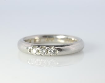 Mikimoto Ring. Vintage Platinum Mikimoto Diamond Bezel Set Band. Mikimoto Pt950