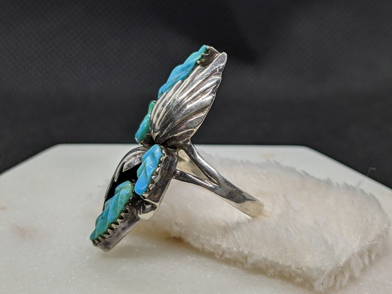 Beautiful Navajo South western ring Turquoise Sterling Silver Leaf Ring