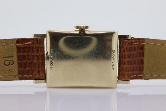 HAMILTON Watch. 14k Yellow Gold Rectangle Hamilto… - image 8