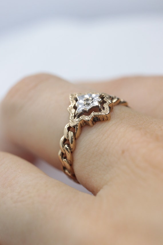 Diamond Star Ring. Chain band. 10k Chain ring. 10… - image 5