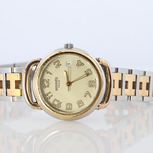 Genuine Hermes Pullman Stainless Steel 25mm Round Clipper Quartz Watch Silver