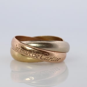 Vintage Cartier 18k 750 Tricolor Rolling Ring. Must De Cartier Triple Ring. Band