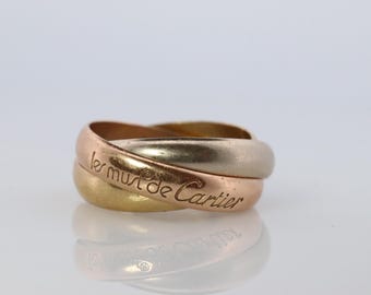 Vintage Cartier 18k 750 Tricolor Rolling Ring. Must De Cartier Dreifachring. Band